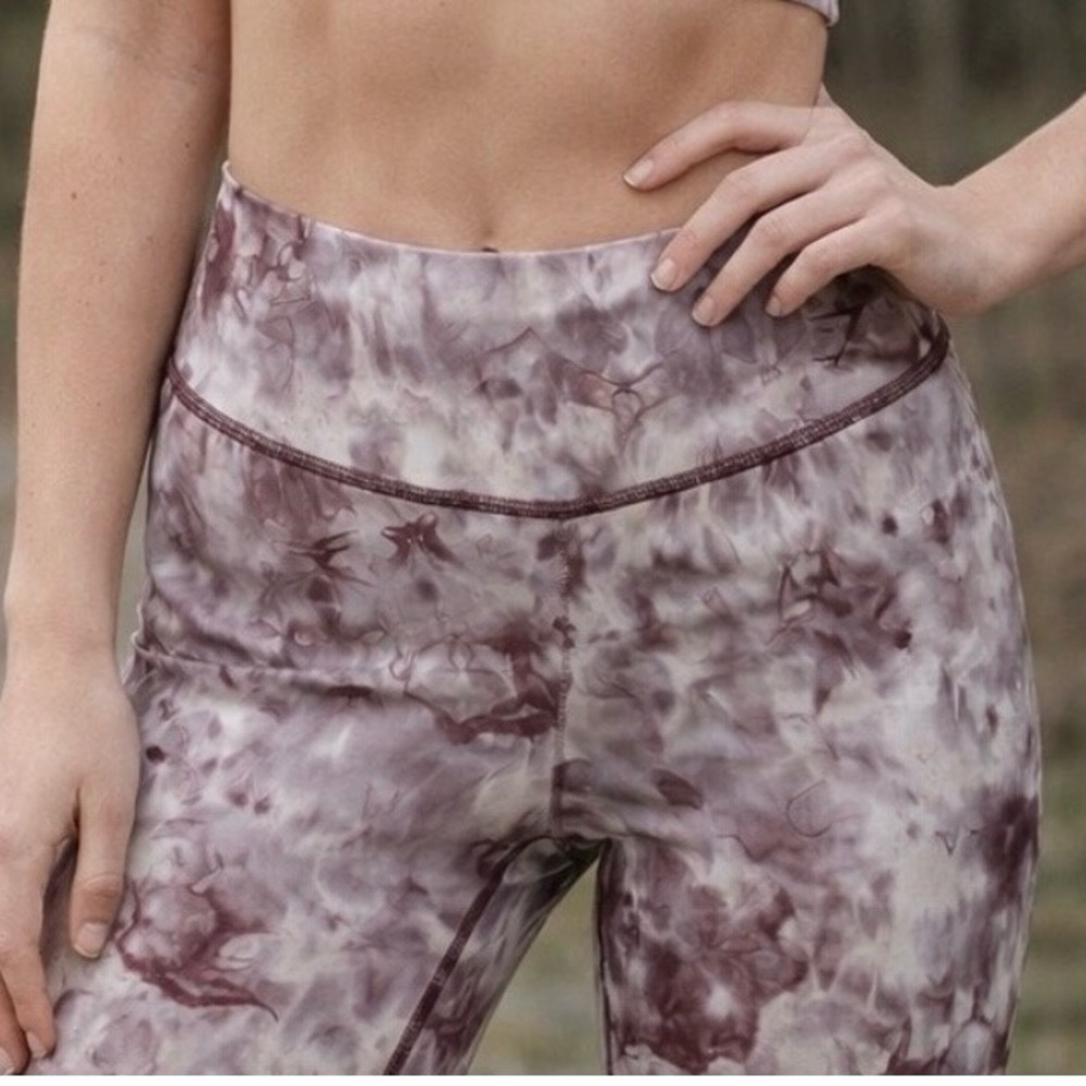 Gymshark Tie-Dye Leggings Brown White Print Workout Athletic Gym Boho EUC S